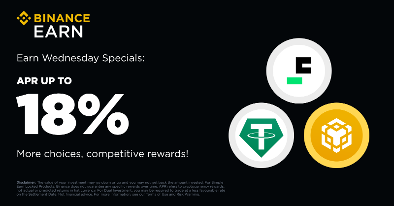 binance's tweet photo. It's the last Wednesday of 2023! 

Celebrate by joining in on new rewarding offers with #Binance Earn across Simple Earn, ETH Staking, Dual Investment and more.