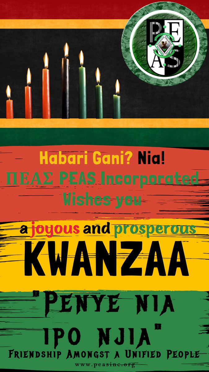 PEASInc's tweet photo. Kwanzaa is more than just a holiday. It is also a lesson from the ancestors of principles that are near and dear to humanity. Today's lesson is Nia (Purpose). "Searching for the way." https://t.co/hEwC5PMA8j