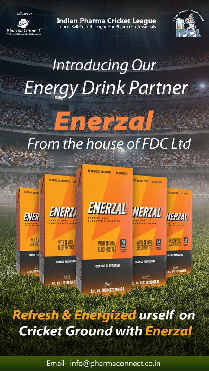 PharmaConnect's tweet image. Introducing our Energy Drink Partner ENERZAL from the house of FDC Ltd. for the Indian Pharma Cricket League Season 3 starting from Feb 2024.

Be a part of this super fun initiative by registering to pharmaconnect.co.in 

#cricketlovers #ipcl #PharmaConnect