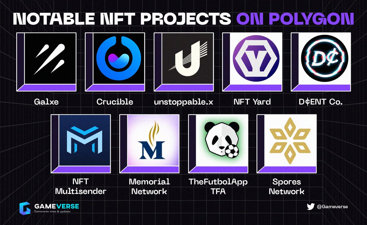 Gameverse_'s tweet image. 🔥NOTABLE NFT PROJECTS ON POLYGON🔥

The world of NFTs on #Polygon   is vast and varied - from rare collectibles to unique digital experiences ✨

Check it out 👇
@Galxe
@NFT_Multisender
@memhosp
@CrucibleNFT
@unstoppableweb
@NftYard
@DcENT_HUMANS
@TheFutbolApp
@Spores_Network…