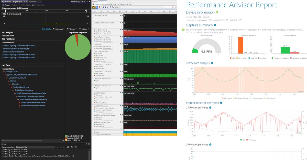 otsoftware's tweet photo. Optimizing the mobile performans with our favourite tools, Visual Studio Profiler, Arm Streamline Mobile Studio and Performans Advisor. Arm advisor is nice because it gives recommendations for performance and points the bottlenecks.#toolkit #optimization #gameengine #mobilegaming https://t.co/ApEDSL3Vgy