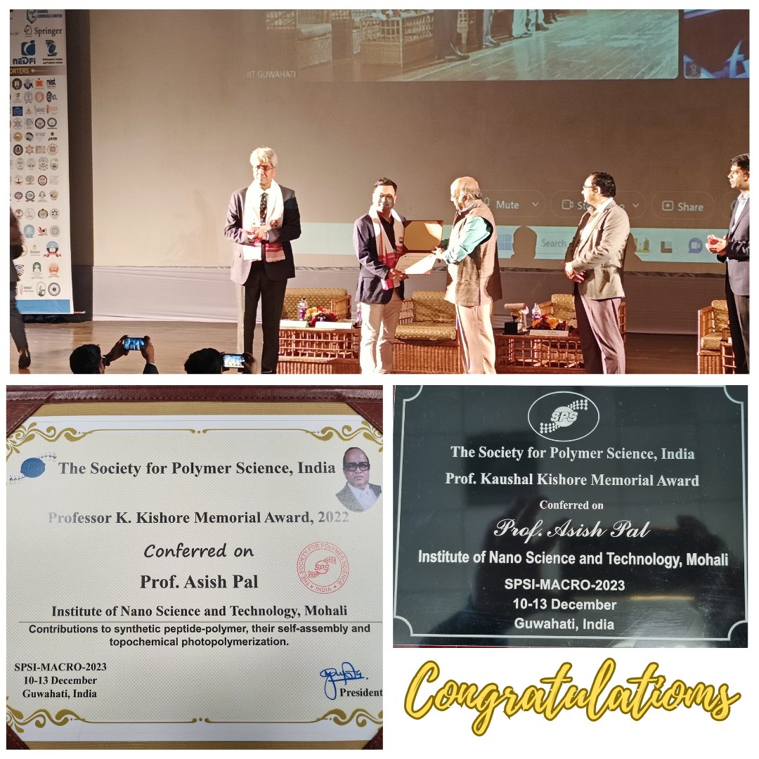 Congratulations to Prof. Asish Pal for being awarded the Prestigious K. Kishore Memorial Award by Society for Polymer Science India (SPSI) at IIT- Guwahati during Macro-2023 @IndiaDST
