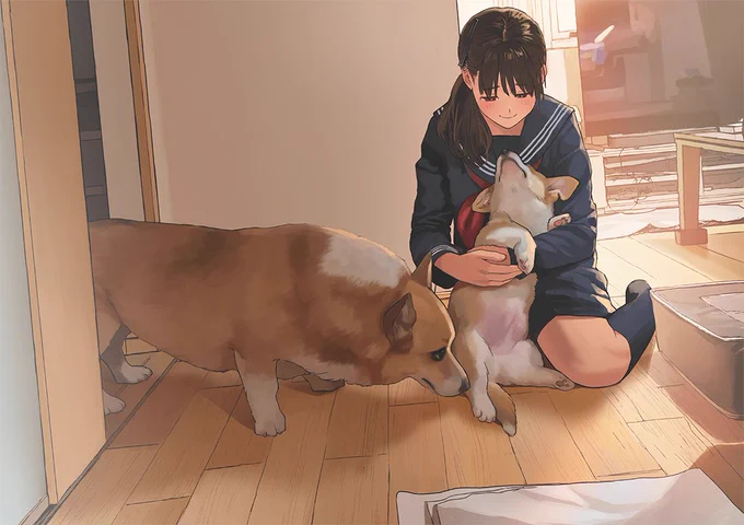 子犬を捕まえるとニヤニヤしちゃう 