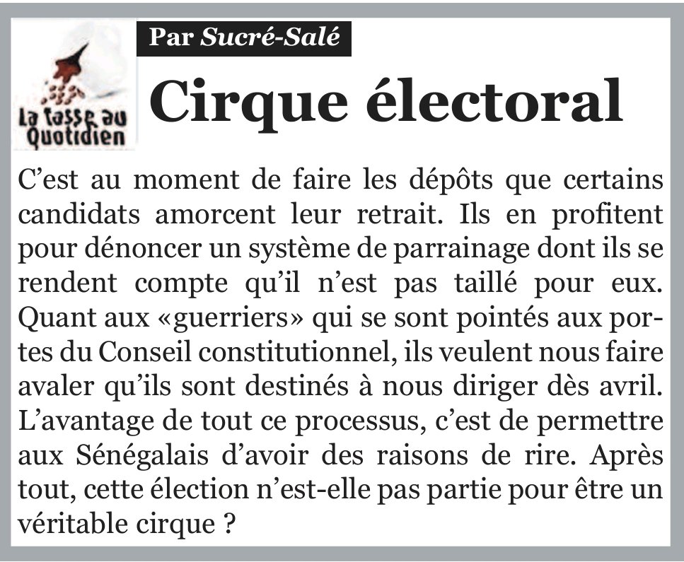 QuotidienSN's tweet photo. La tasse au Quotidien 27/12/2023 #Sénégal ☕️ https://t.co/eZDUx5Nygh
