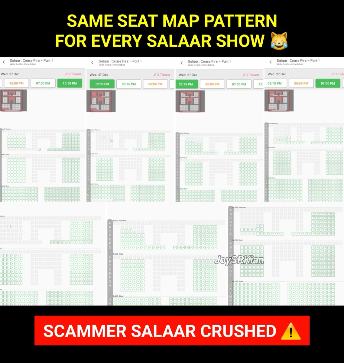 Pan India Lottery star

Same pattern bookings everywhere

What a Shame for Lottery

#SalaarBoxOfficeScam
SCAMMER SALAAR CRUSHED