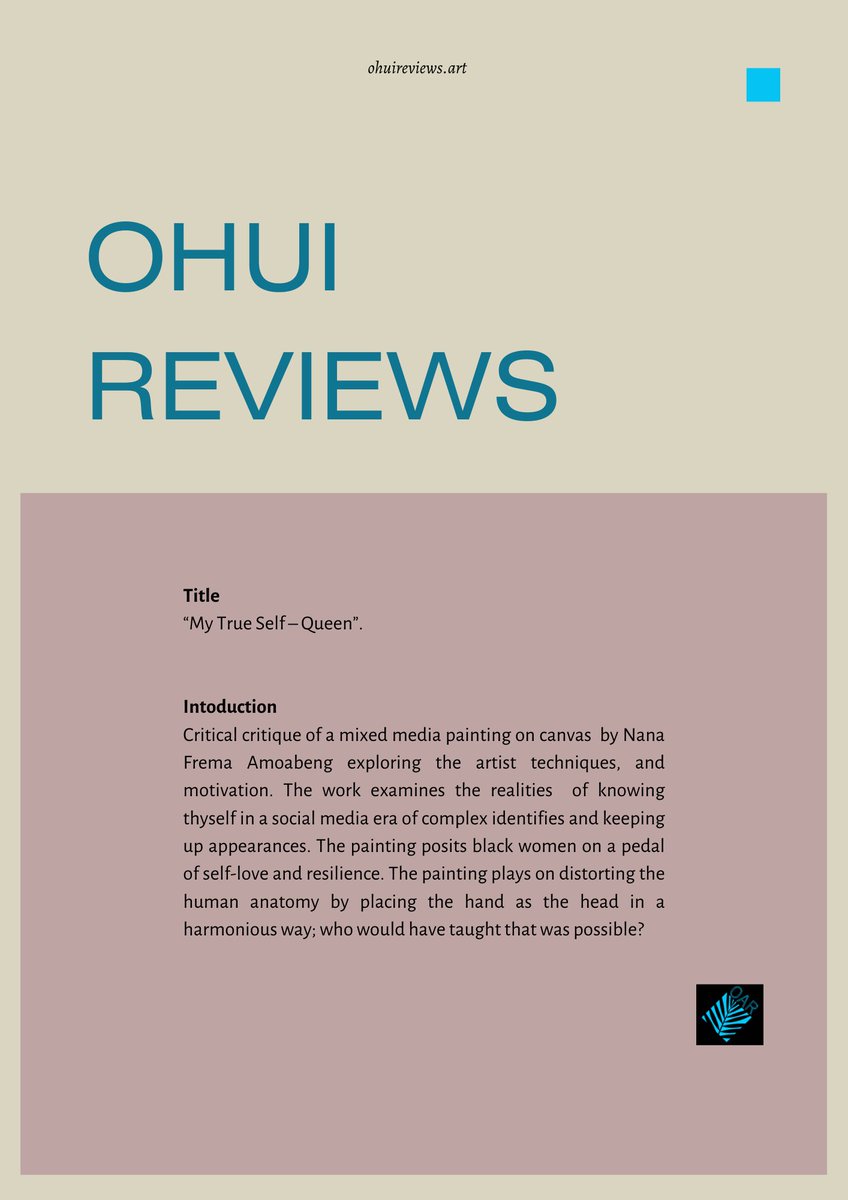 WomenArts's tweet photo. Ohui Reviews : Introducing , My True Self -Queen reviewed by Sabina Sarsah , Painting by Nana Frema Amoabeng. Click on the image to get a copy.
https://t.co/SRvr3o4s4F https://t.co/Qd9IziTiCF