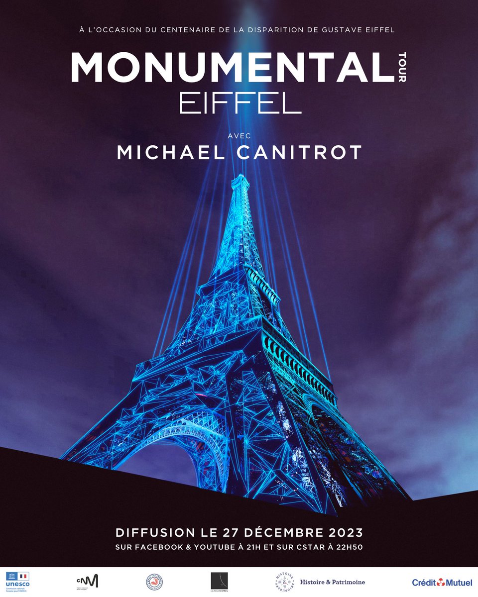 🎤 Le Crédit Mutuel donne le LA au @monumental_tour qui s’est emparé de l’édifice le plus iconique de France, la Tour Eiffel ! ✨ À l'occasion des célébrations du centenaire de la disparition de Gustave Eiffel, retrouvez @michaelcanitrot et ses équipes dans ce show grandiose !…