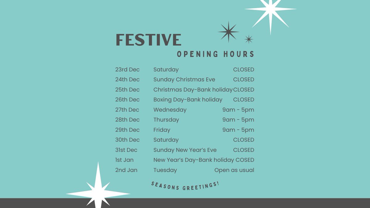 NAPC_UK's tweet photo. Festive opening times for you all this December. https://t.co/pBGDz2GzaU