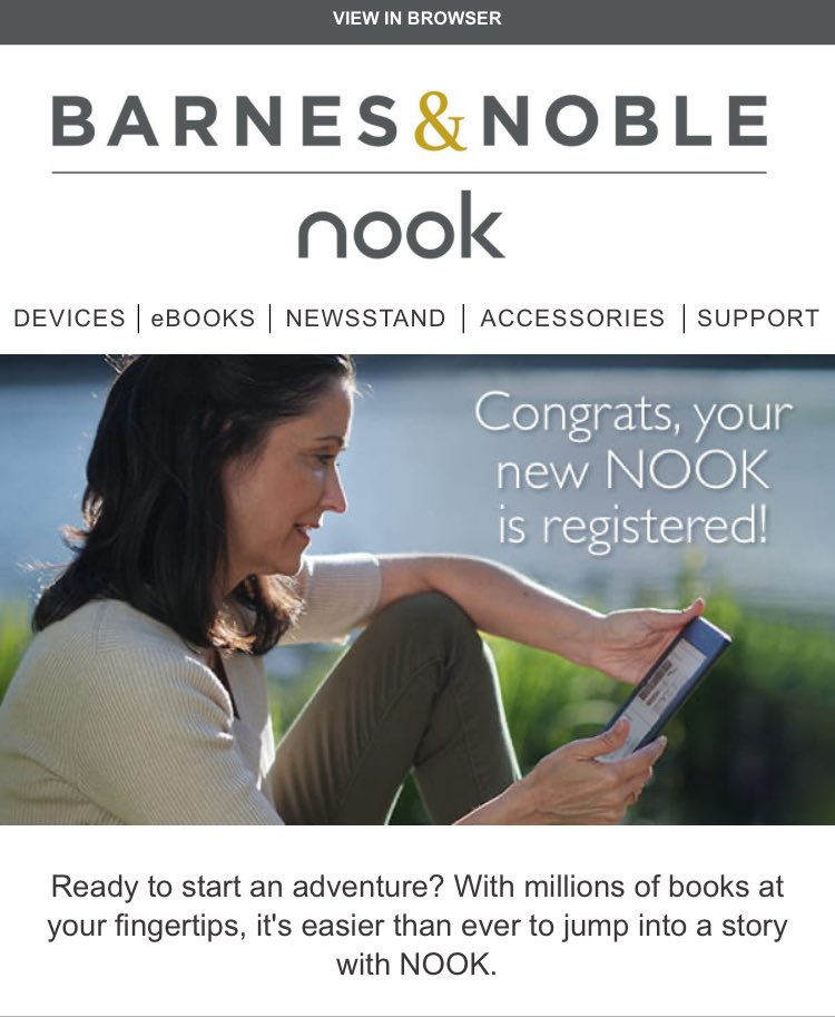 paulkwai's tweet photo. @NOOK_Care just received this in my email. Is it just a generic advertisement or did someone really register a new NOOK under my email, which I haven’t done recently. https://t.co/W2HTqtRYBA