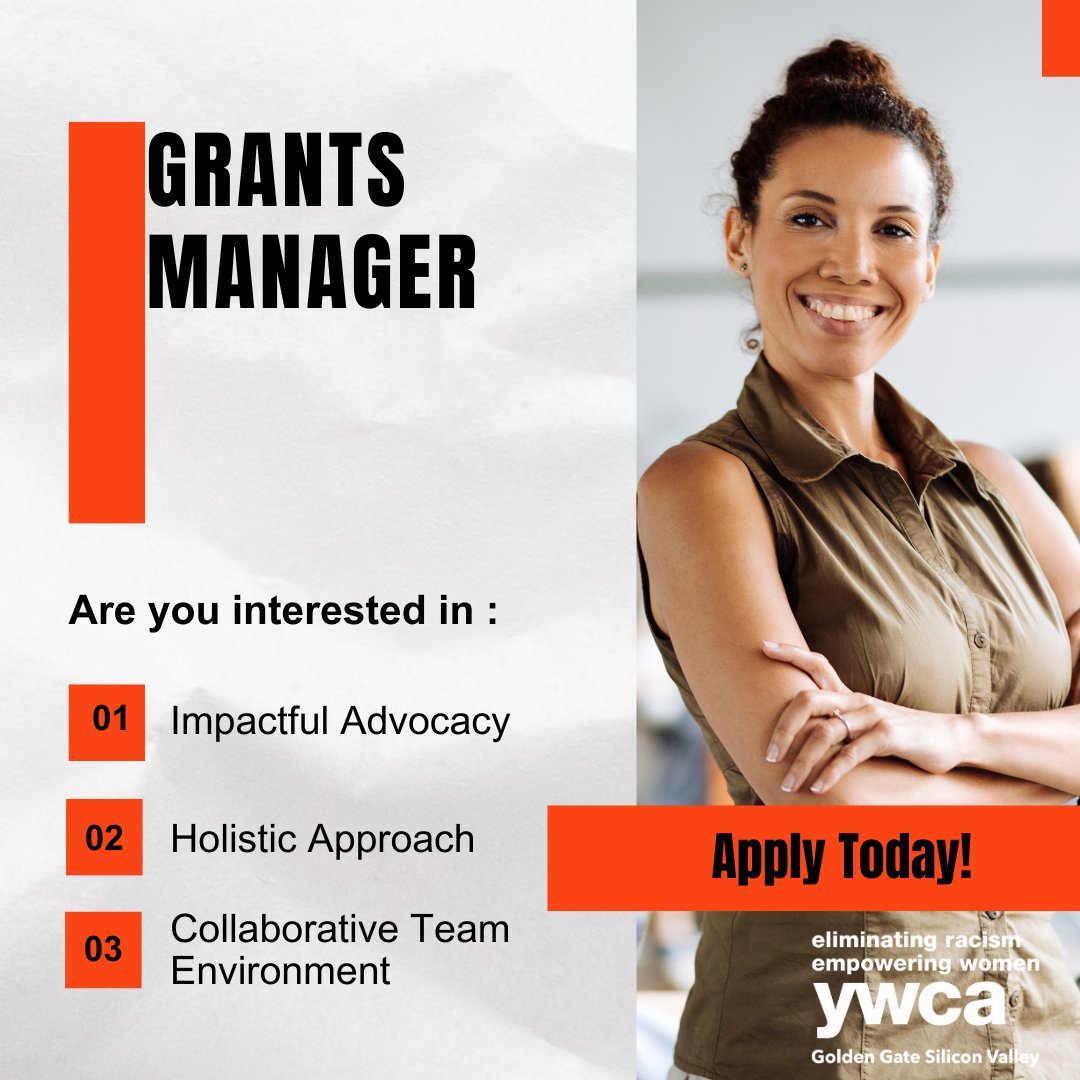Hey changemaker!  Ready to amplify impact?

 Join us as our Grants Manager at YWCA GGSV!  What You'll Do:  Lead grant applications and track proposals. Craft compelling funding cases with our passionate team.

Ready to make a difference? Apply now! 🌐yourywca.org/jobs/grants-ma…