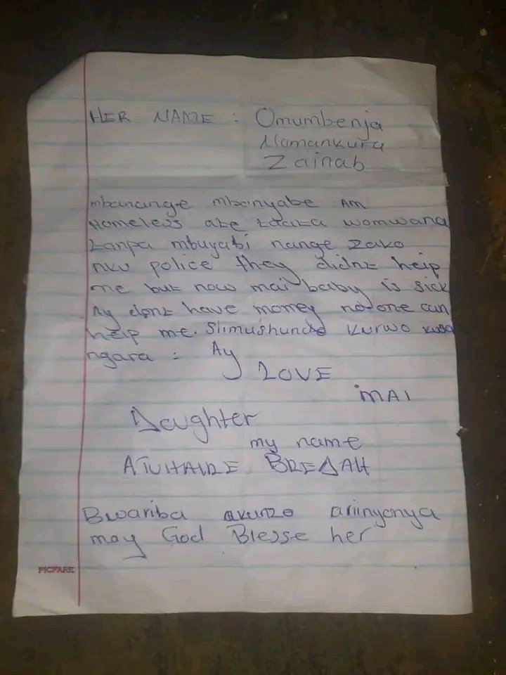 PatienceArimpa's tweet photo. Meanwhile someone decided to throw this baby in the trenches of busega yesterday with this note https://t.co/HG6phVahX6