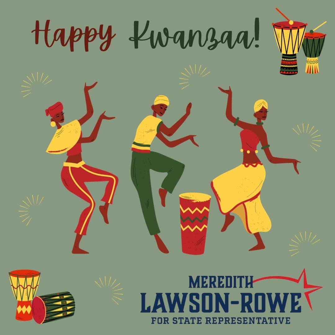 MLawsonRowe's tweet photo. Happy Kwanzaa! #lawsonroweforohio #roweroweroweyourvote #franklincountydems #ohiodems #meredithlawsonrowe #ohiostaterepresentativedistrict5 https://t.co/dpiYNPwuwx
