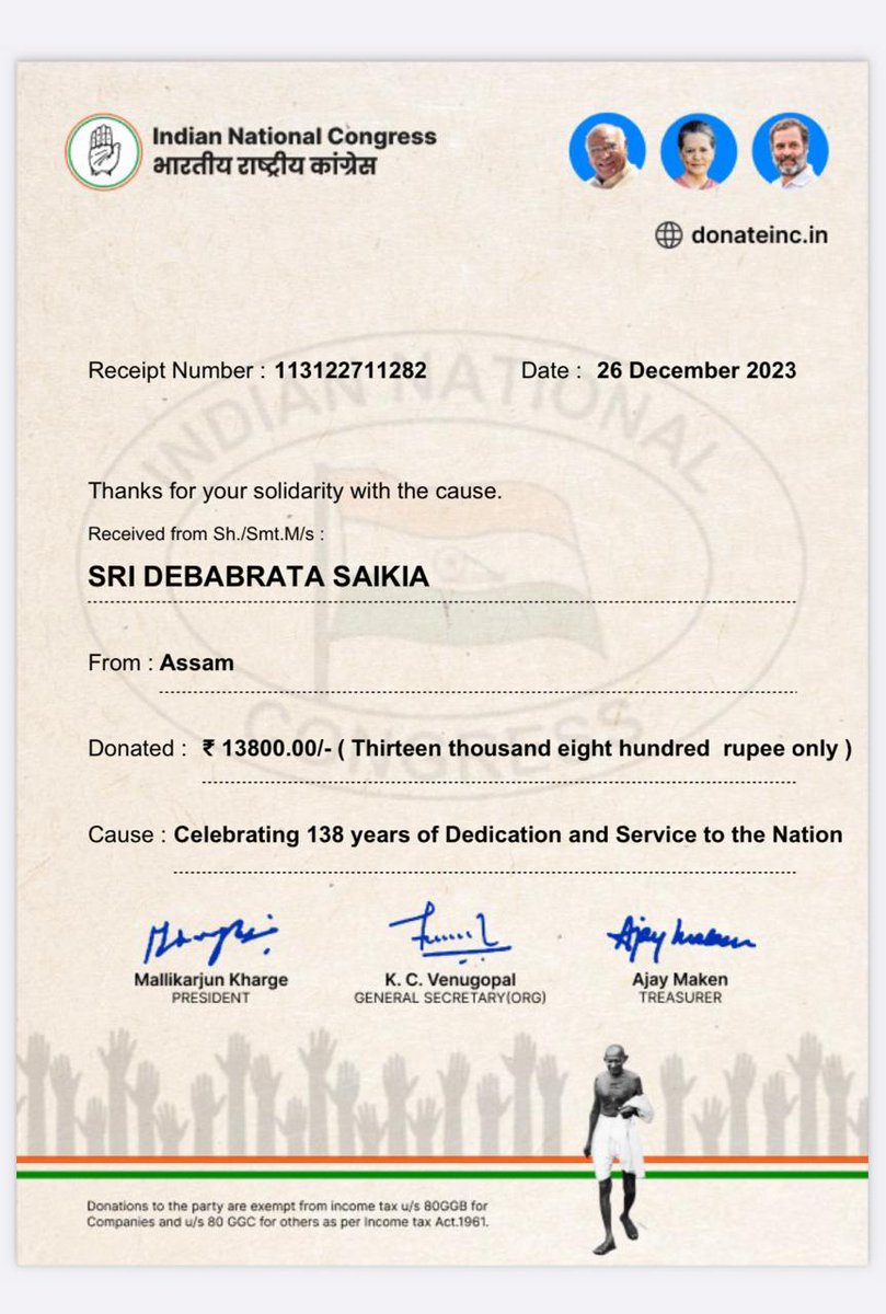 DsaikiaOfficial's tweet image. Yesterday, I proudly joined the #DonateForDesh Campaign spearheaded by @INCIndia. Contributed to fortify our party, safeguard democracy, and uphold the essence of our constitution. Let&apos;s unite in support – every contribution makes a difference! 🇮🇳 #SupportDemocracy #DonateForDesh