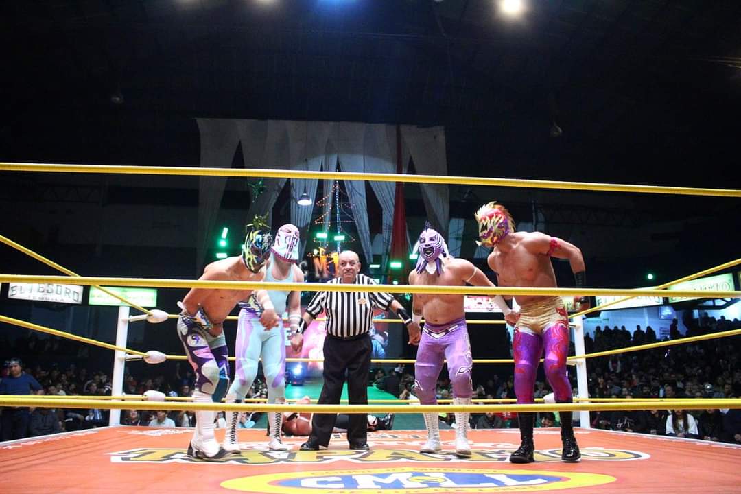 ArenaColiseoGDL's tweet photo. Con el excepcional respaldo de Astro Oriental, Gallo Jr y Rafaga Jr; el Príncipe Dragón hace su debut en la Arena Coliseo y derrotan a los Calavera Jr I y II, Temerario y Eclipse Jr; en la segunda lucha de esta noche.

🖥 Sigue la transmisión en Facebook y YouTube https://t.co/fnlyfiAQLZ