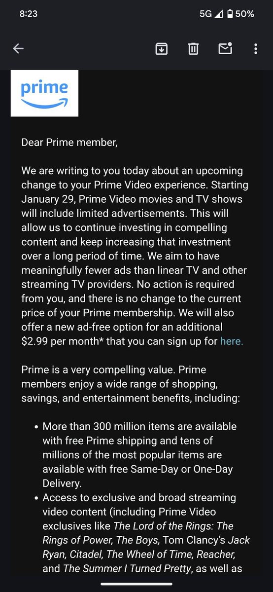 LaurasMiscMovie's tweet photo. Streaming continues its retreat as it morphs back into cable TV.  Commercial-free access to vast libraries was a short-lived dream. #AmazonPrime https://t.co/JRXaXHJsvy