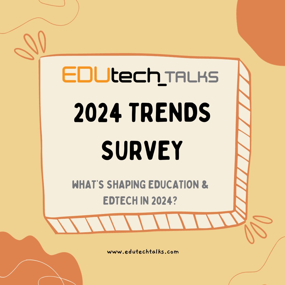 🧠 Curious about the current state of education technology? Dive into the conversation with #EDUtech_talks! 🗣️ Take part in our 2024 EdTech Trends Survey: bit.ly/ETT2024TrendsS… 
#InspirationinEducation #Education #EdTech #Teaching #Learning #K12 #HigherEd