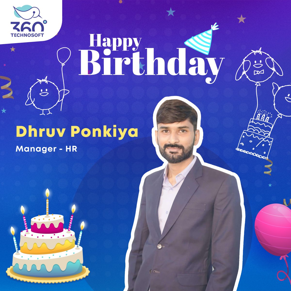 360technosoft's tweet image. Happy Birthday to our HR manager Dhruv Ponkiya! 🎉 Your dedication, kindness, and leadership light up our workplace. Here&apos;s to another year of success and joy! 🎂🥳

#birthdaycheers #birthdaywishes