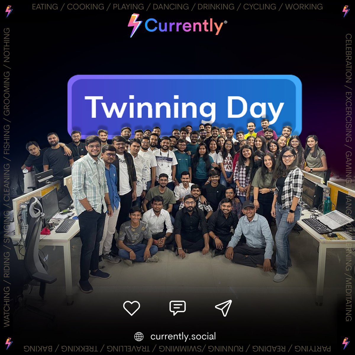 Currently_club's tweet photo. On our Twinning Group Day, we rocked matching outfits with Team colleagues, creating unforgettable memories and enjoying the day with the team.๐๐ฏ
#twinnigday #officefun #celebratewithcurrently #celebrations #sharethemoment #moments #currently #currentlyupdate #stayconnected https://t.co/U6kaqusBLS