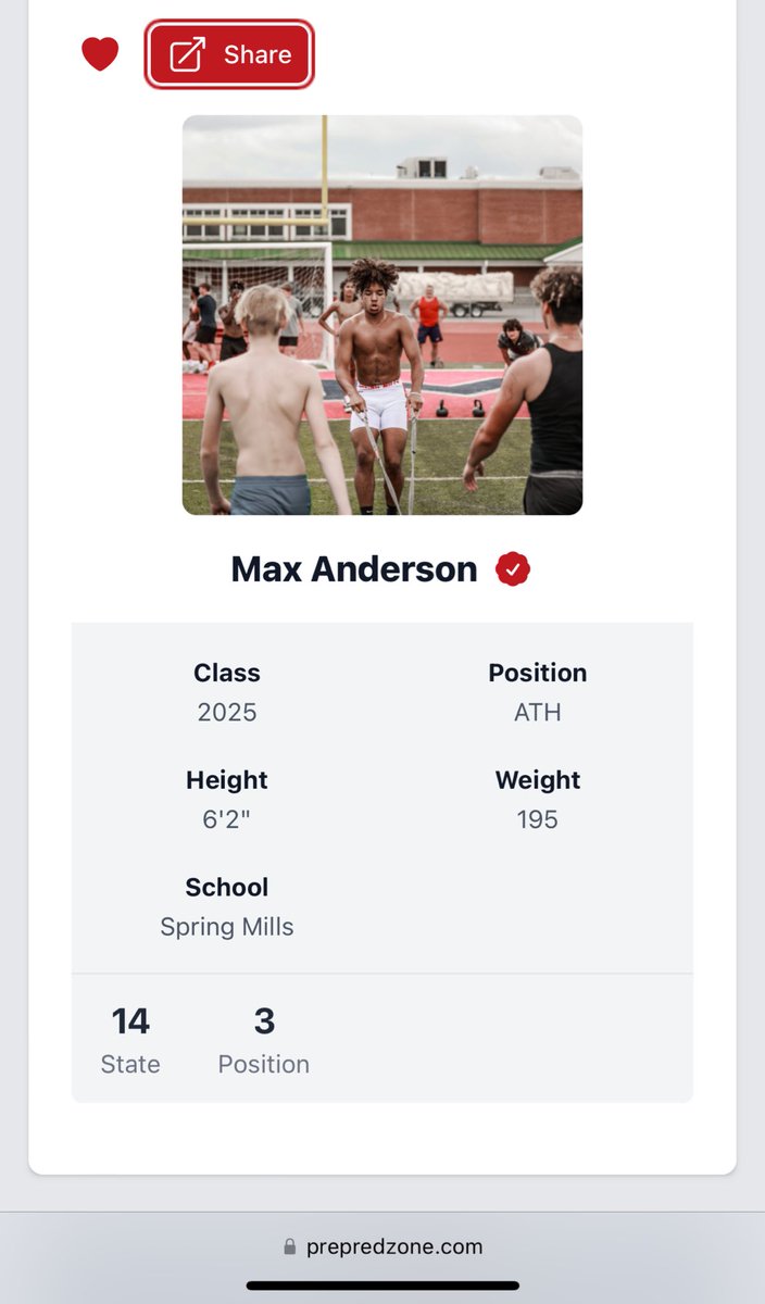 Max_Anderson24's tweet photo. Thankful to be ranked #14 in the state and #3 in my position #AGTG @iamROADCLOSED @CoachGordon0 @PrepRedzoneWV @SMCardinalFB @coachicenhower @coach_kellar @CoachJKellar @CoachKMelanson @CoachSparks08 @NealBrown_WVU @CoachPriore @coach_borrelli @CoachBlaineStew @Delaware_FB https://t.co/C1I4dIAvTB