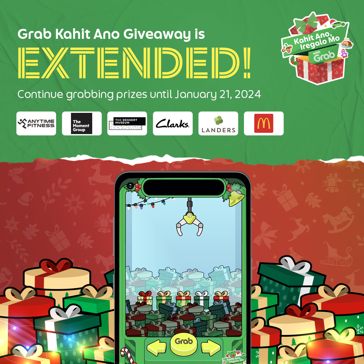 The Grab Kahit Ano Giveaway is EXTENDED! 🕹️🥳 🎁 Continue playing the Claw Game and grab prizes from our partners! ➡️ Access the game through grabkahitano.com