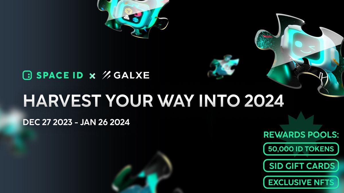 Time to party like it’s 2024 &amp; harvest your way into the new year✨

We're inviting our community, Web3 enjoyers, domain holders - join us for a chance to snag exclusive Mystery Box NFTs powered by <a href="/Galxe/">Galxe</a>, along w/ 50,000 $ID + Gift Cards💸

Party detail: galxe.com/spaceid/campai…