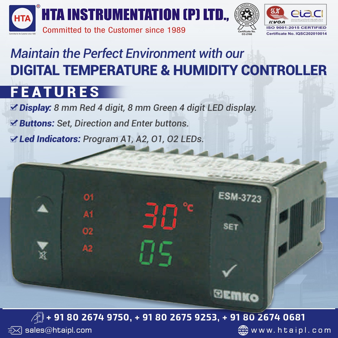 htaipl's tweet image. As one of the industry's leading manufacturers of Digital Temperature and #HumidityControllers, we're dedicated to ensuring you have complete command over your environment. 
📲Call: + 91-80-26749750, + 91-80-26759253, + 91-80-26740681
🌐htaipl.com/shop/digital-i…
#htaipl
