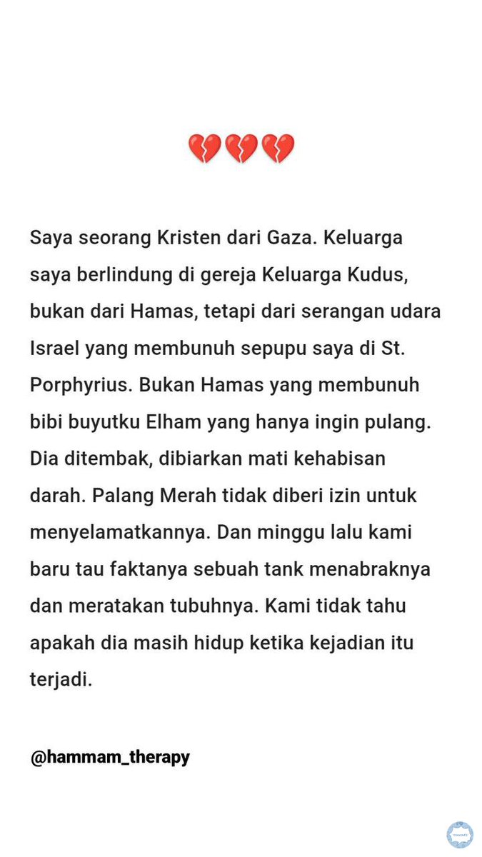 convomfs's tweet photo. 🤍 tweet dari @./hammam_therapy. please up terus berita 🇵🇸 help retweet, save, share, like, komen 😭😭😭 SEDIH BANGET BACANYA 😭💔💔 (titipan) https://t.co/dVbnHtkJgg