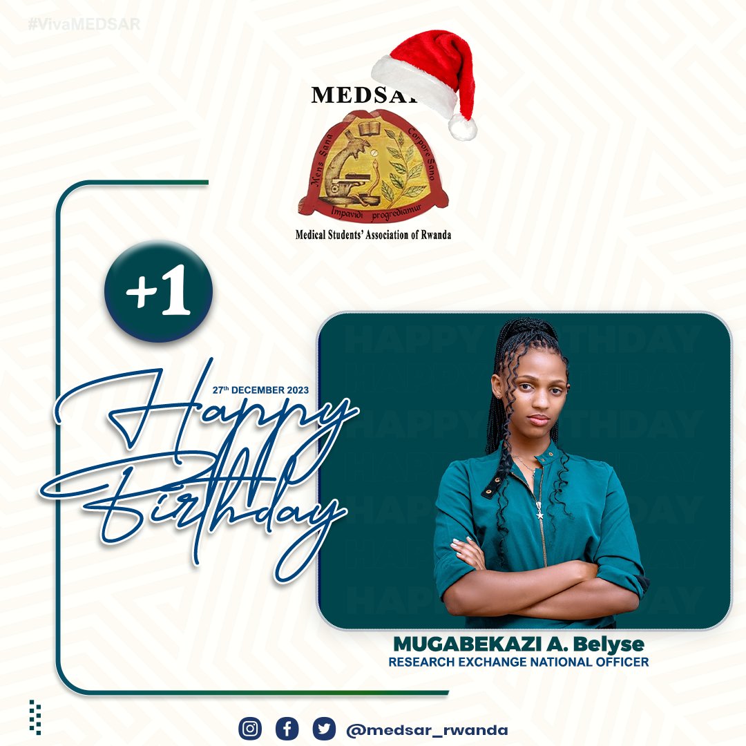medsar_rwanda's tweet photo. Wishing marvelous birthday to @medsar_rwanda Research Exchange National Officer, @blsqzx 🎂🥂 https://t.co/yTH3EgYeUz