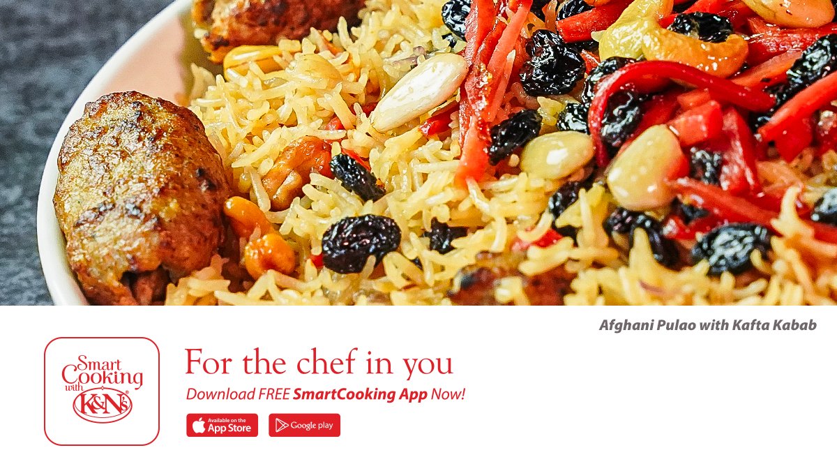 KandNsOman's tweet photo. Afghani Pulao with Kafta Kabab - One of the many ways to enjoy K&amp;N's Kafta Kabab
Download the app: https://t.co/Uwajj4Esex
Available at: https://t.co/LDZXDxqBRv
YouTube channel: https://t.co/zpzEtWb7xJ
#KaftaKabab #SmartCooking #KandNsOman https://t.co/kP1Pc7e01M