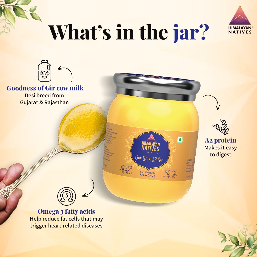Only purity &amp; goodness packed in this jar.

With flavourful aroma, granular texture and perfect taste, it is a perfect healthy alternative to your cooking oils.
Visit bit.ly/HNShuddhGhee &amp; explore the goodness of 100% naturalness.

#desighee #A2ghee #hearthealthy #healthyfats