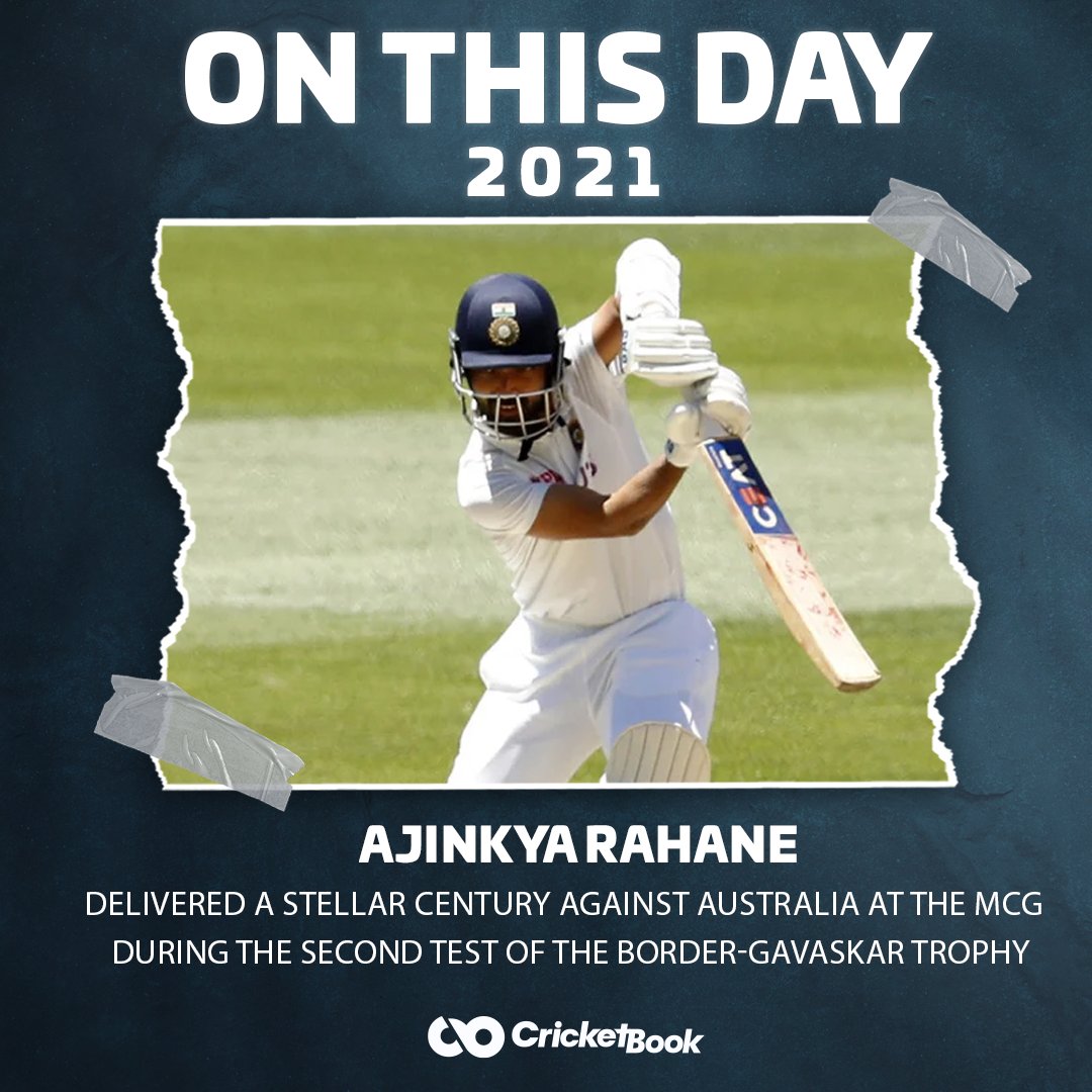 With this century, Rahane became the second Indian captain after Sachin Tendulkar to score a hundred at the iconic venue.

#AjinkyaRahane #BorderGavaskarTrophy #Test #Cricket #OnThisDay #OTD #CricketBook