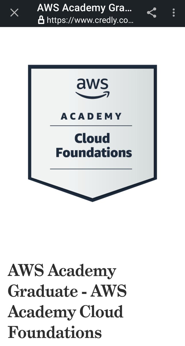 SouDutta08's tweet image. I am elated to share that I have successfully completed the AWS Academy Cloud Foundations course. #AWS #cloudfoundations
Link: credly.com/badges/914b951…