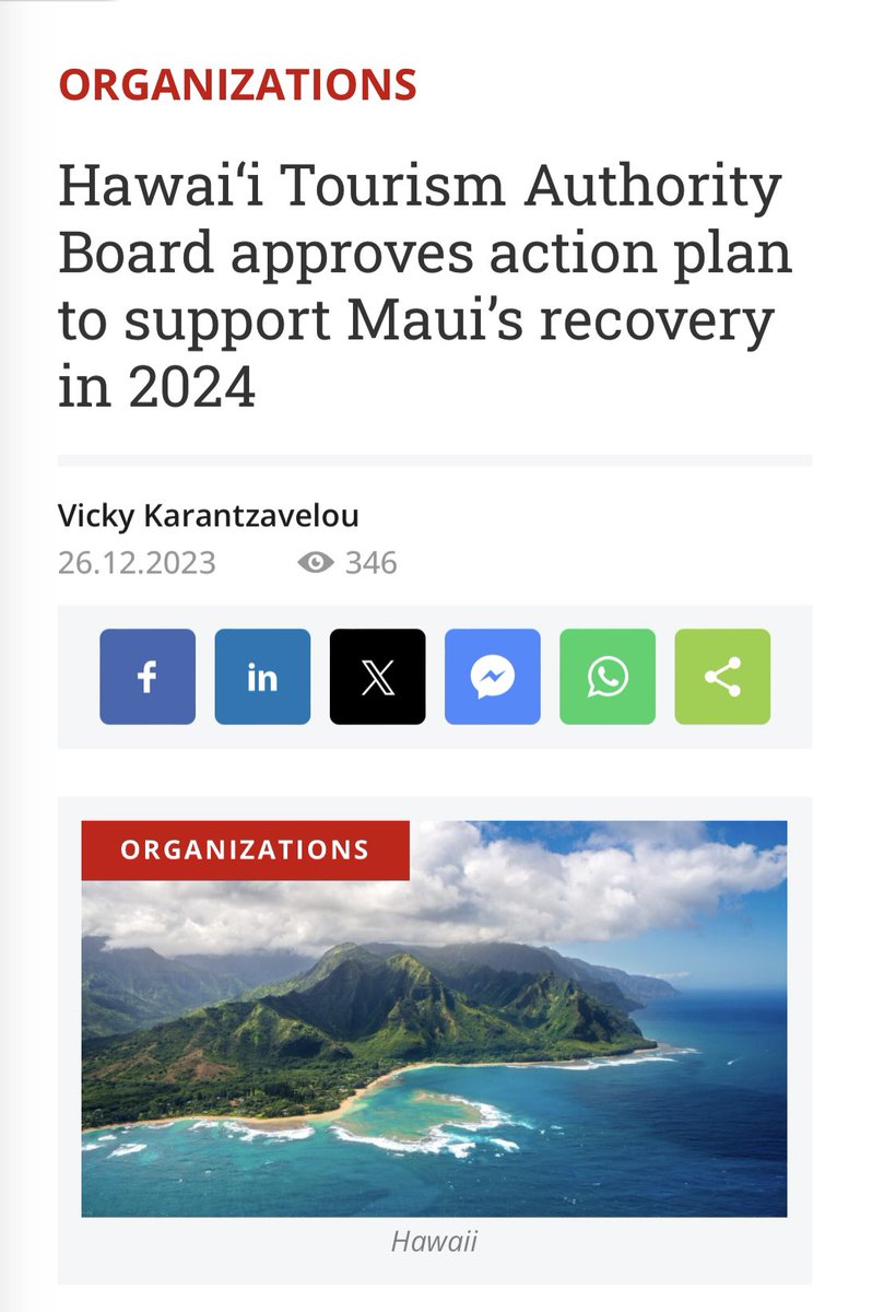 jimmypons's tweet photo. El #mindfultravel como elemento para atraer viajeros a #Hawai Hawai‘i Tourism Authority Board approves action plan to support Maui’s recovery in 2024 @MFTDestinations #mindfultraveldestinations https://t.co/LqFOe6w8MJ