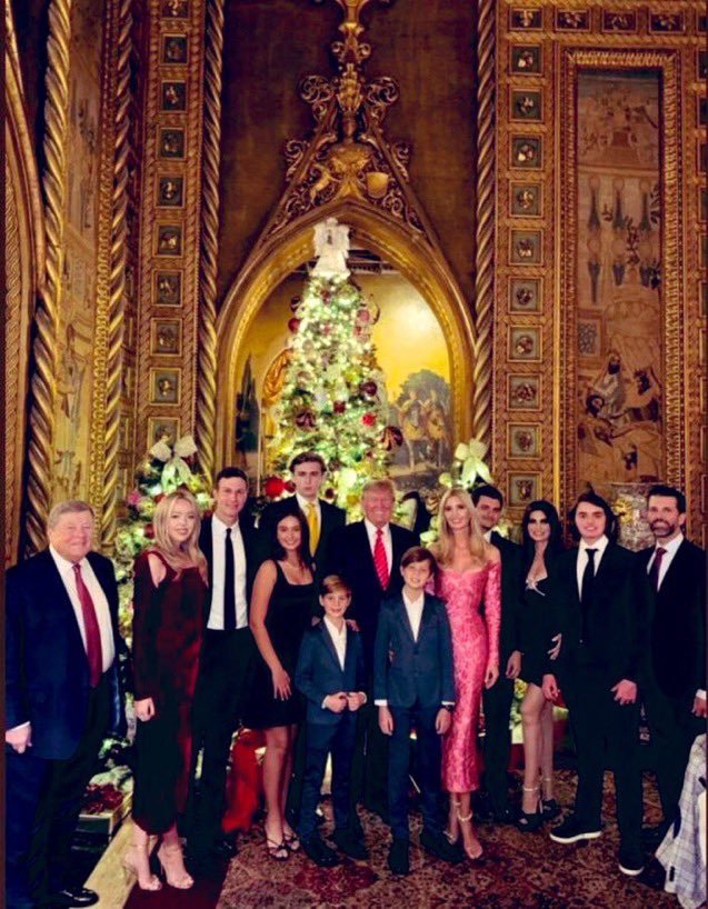 Melania is nowhere to be found in this Christmas photo. I really don't care. Do you?