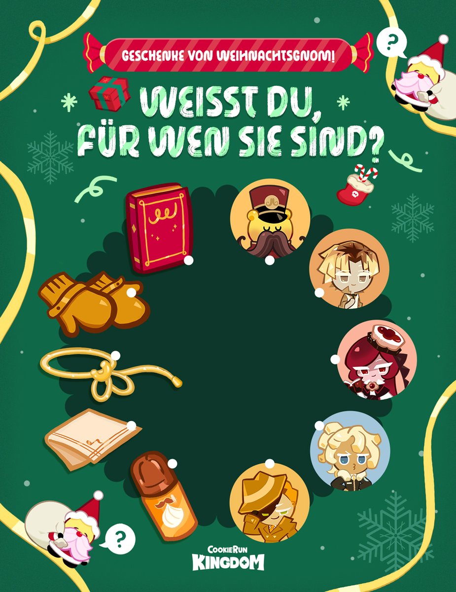 🚂 Der Weihnachtsgnom konnte im Festtagsexpress leider nicht alle Geschenke verteilen!

Könnt ihr ihm helfen, die Besitzer der übrigen Geschenke zu finden? 💕

#CookieRunKingdom #CRK