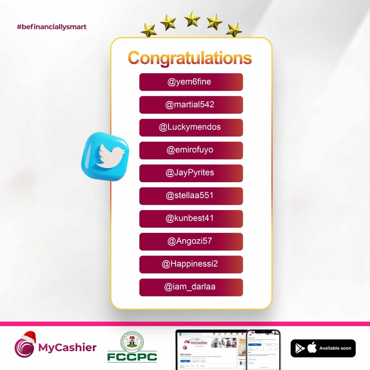 mycashierlife's tweet image. Congratulations to all our Thursday Trivia winners! 🎉

Kindly share inbox/DM your phone numbers to be credited

Who will be our next lucky winner?

#mycashierlife
#happyholidays
#befinanciallysmart