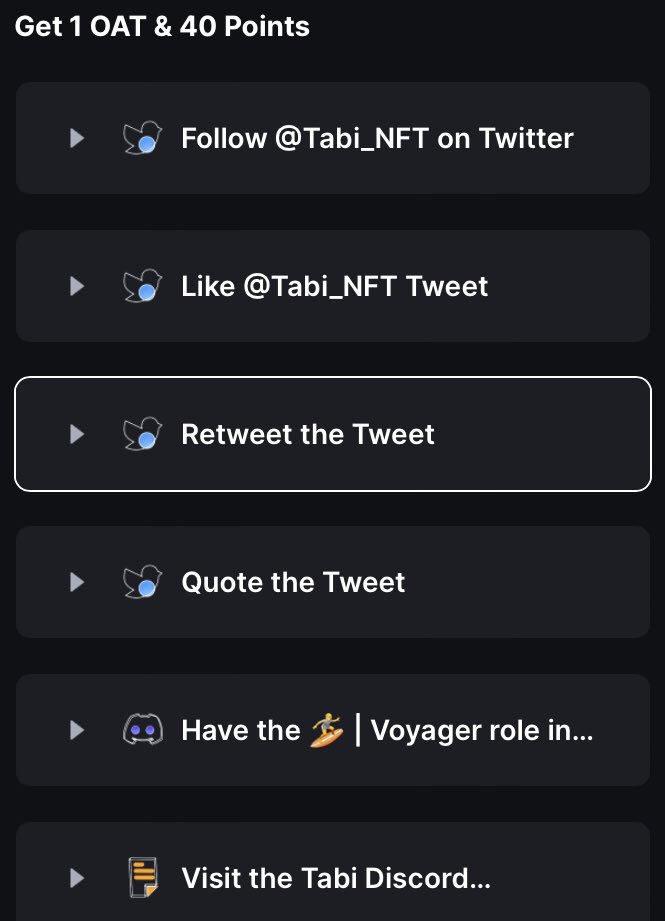 FamilyIco's tweet photo. Günaydın arkadaşlar,

#TabiNFT  Yeni Yıl Kutlaması için galxe ve discord etkinliği başlattı.

Görselde bulunan görevleri yaparak 1 oat ve 40 puan toplamak yaklaşık 2 dk alacak hızlıca yapalım.

Galxe etkinlik link; https://t.co/dHbZL5IYsu

Daha önce yapmayanlar bulunan alıntılı twitten diğer görevleri yaparak başlayabilir.

Ayrıca burada inivitenin önemli olduğunu unutmayın. Kendi inivitelerinizi yoruma bırakın.