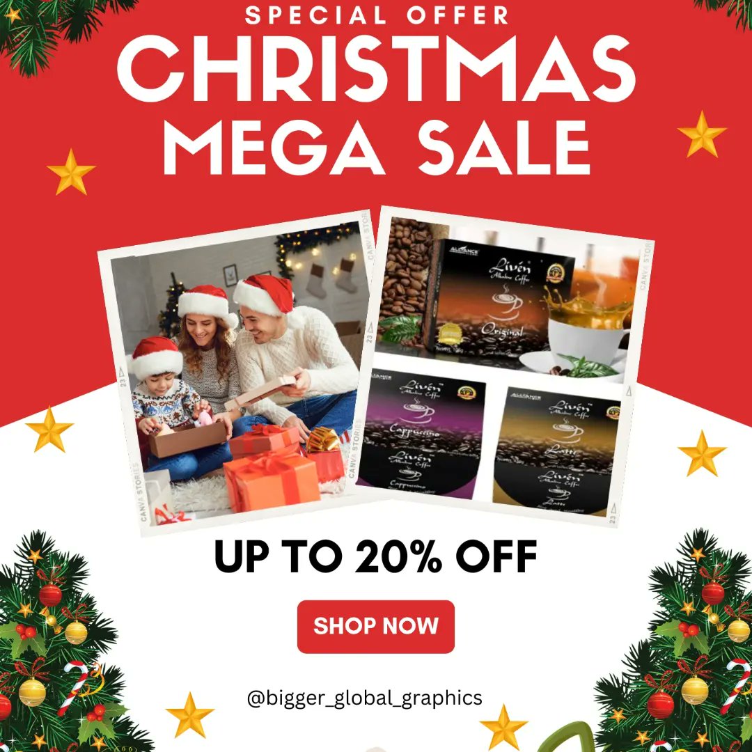 biggerglobal1's tweet photo. Merry Christmas 🎄
🎅🎄 Sip, savor, and celebrate with Liven Alkaline Coffee this Christmas! ☕✨ Elevate your holiday spirit and well-being. 🌟 Order now at +234 7014172326 or email biggerglobalempire@gmail.com. Make every cup a festive delight!  #LivenAlkalineCoffee #Christmas https://t.co/a2Xr6Qwd0C