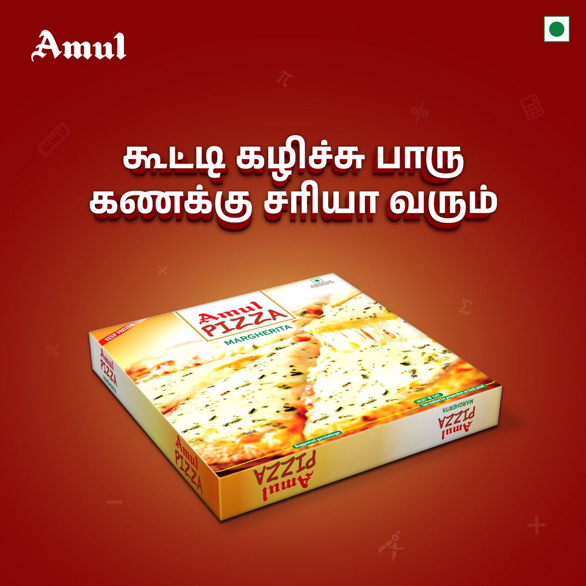 amultamilnadu's tweet photo. Mathematics = Queen of Science ,
Margherita = Queen of Pizza.
Enna nan solradhu?
#Amul #அமுல் #AmulInTn #AmulGoodness #AmulProducts #Amulpizza #Pizza #TawaPizza #CheesePizza #PizzaCraving #Margherita #Margheritapizza https://t.co/xWPe2PZ3FP