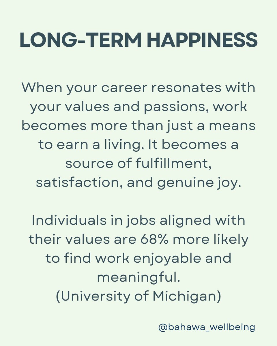 BahawaWellbeing's tweet photo. Your values and passions are the compass guiding your career journey. Take time to explore what truly ignites your spirit! ✨️
(2/2)
-

#BahawaWellbeing 

#careerwellbeing #careerdevelopment #career #passion #values #alignment  #professionalgrowth  #motivation #happiness https://t.co/hVEh5NBvqG