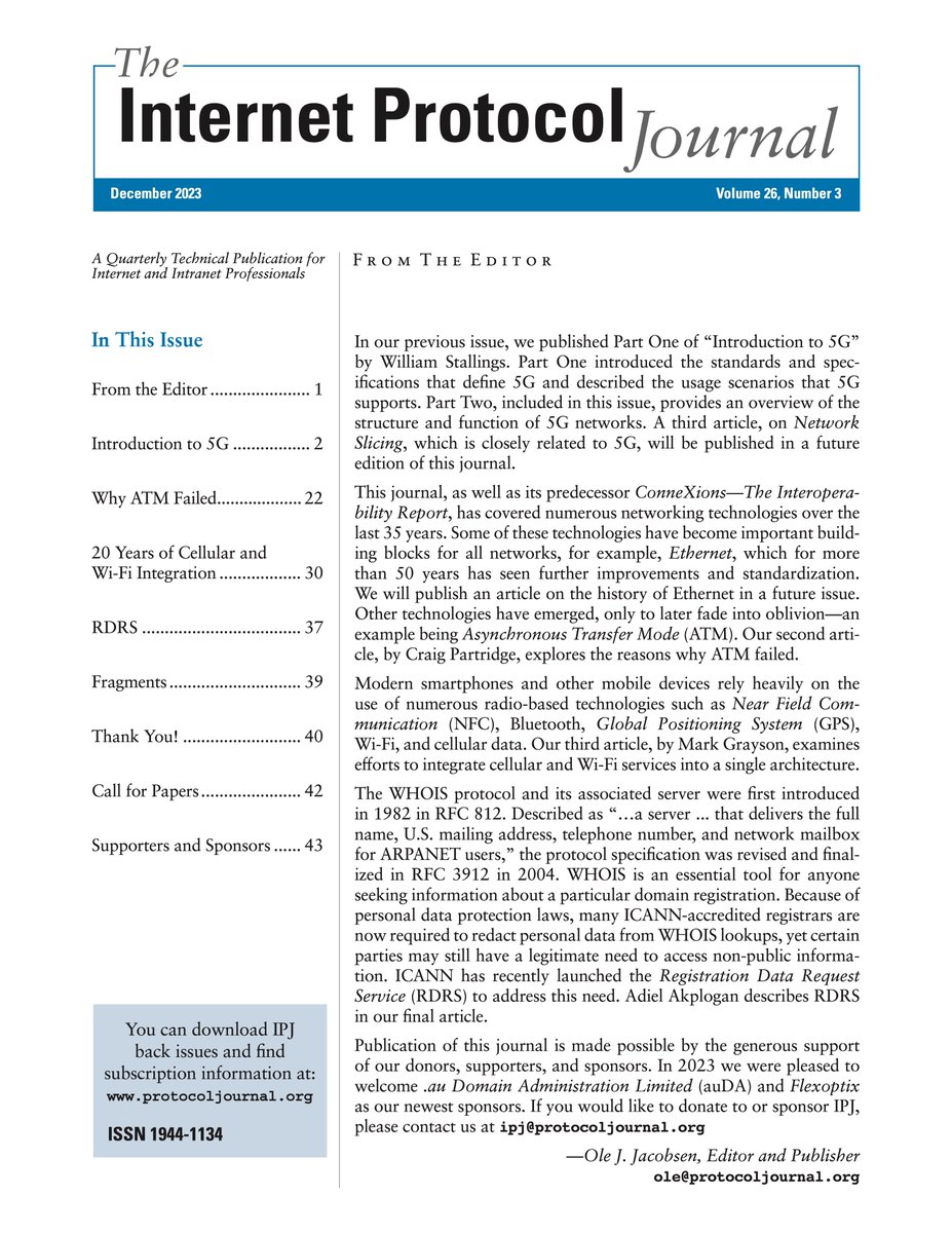 The latest edition of #Internet Protocol Journal is now available here: ipj.dreamhosters.com