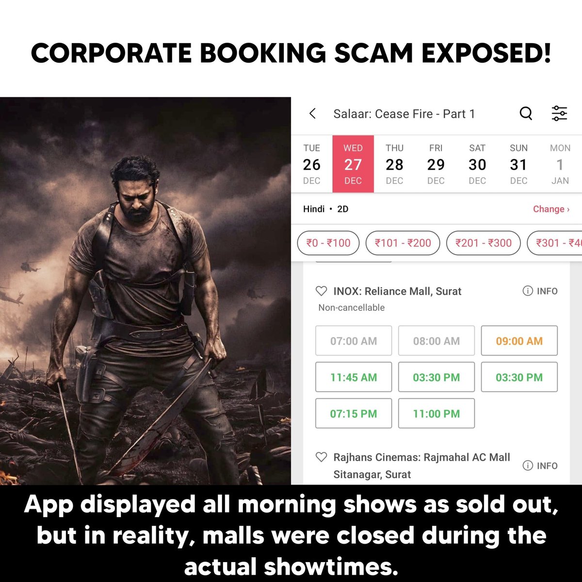 Using same formula as of KGF, Coal, Black colour, noisy BGM but this time no story Constantly changing release dates and suddenly decided to come against Shah Rukh Khan to use his Giant popularity to fetch some attention #Salaar scam #SalaarBoxOfficeScam SCAMMER SALAAR CRUSHED