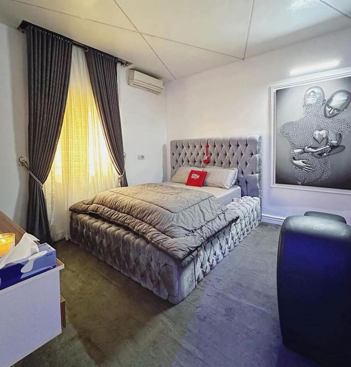 eioshortlets's tweet photo. 🏡Cozy and erotic themed one bedroom apartment available for short and long stay ☑️
📍Katampe ext - Abuja 🇳🇬
💰75k
Dm to make reservations or ☎️09039471110
📩EIOshortlets@gmail.com
Follow and retweet for luxury apartment in Abuja
#eioshortlets #apartments #shortletsinabuja https://t.co/jcmYbOonpY