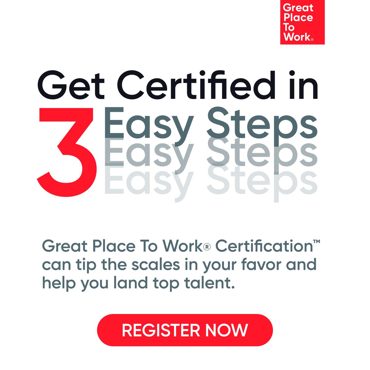 Get a recruiting edge with Great Place To Work® Certification™. Three steps: survey, brief, and celebrate. Boost talent attraction and retention.

Learn more: bit.ly/3vloDiS

#MakingIndiaAGreatPlaceToWorkForAll #BestWorkplaces #GPTW4ALL #GetCertified