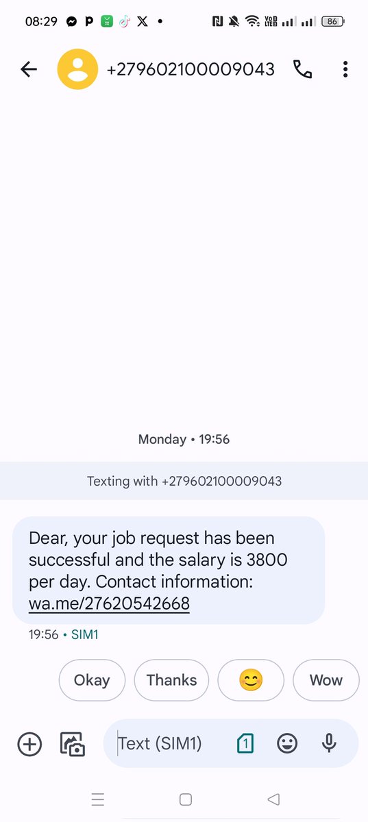 Cornetto_Netto's tweet photo. @sipheshezie Lol got one too and I have never applied for any job https://t.co/NMPWBvfegh