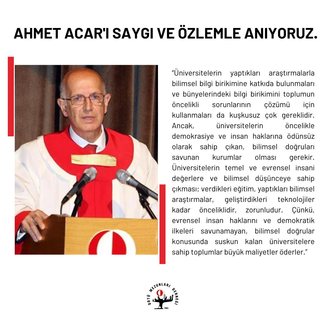 Ahmet Acar'ı saygı ve özlemle anıyoruz.. #ahmetacar #odtü