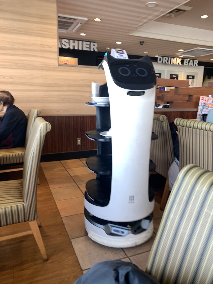 ムスメとガスト行ったらスープ持ったおばちゃんがネコロボにぶつかって「あぶないにゃ〜ん」て言われてたけどフルシカトしてた。