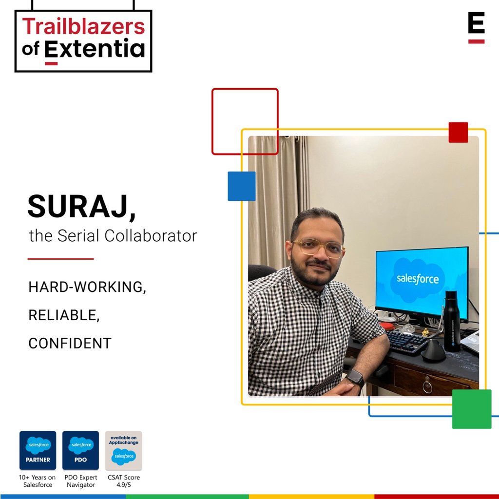 Extentia_Cloud's tweet photo. There's never a dull day at #Extentia, with meaningful client interactions, brainstorming, and hands-on involvement in various initiatives. I'm passionate about solving business problems, adopting an experience-centric approach where putting yourself in a user's shoes is key. https://t.co/AhvpplfNf5