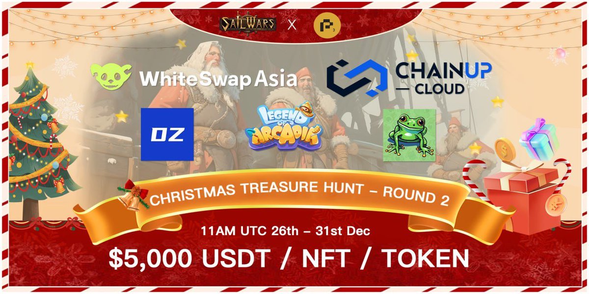 chainupcloud's tweet photo. #ChainupCloud x @sailwars x @Port3Network
���️Xmas Treasure Hunt Party now is live! 🎉
🤖Avast ye scallywags ol' Santa be ready fer this party, be ye ready fer yer gifts from above?
$USDT+#NFT+Token !
▶️join here
https://t.co/rY5OOjCflb
#Airdrop #Campaign #AirdropAlert https://t.co/syUFwkYUal