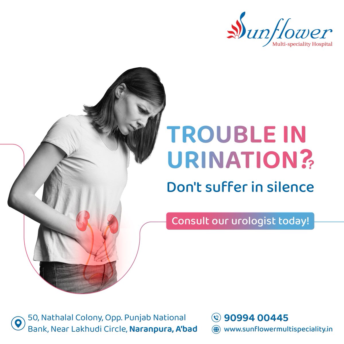 Uncomfortable urination? Silence isn't the solution. Seek relief with our expert #Urologist

Call: +91 90994 00445
Visit: sunflowermultispeciality.in/urologist/

#SunflowerMultispecialityHospital #Urinaryissues #Urinary #Urineproblem #urinarytractinfection #Naranpura #Ahmedabad
